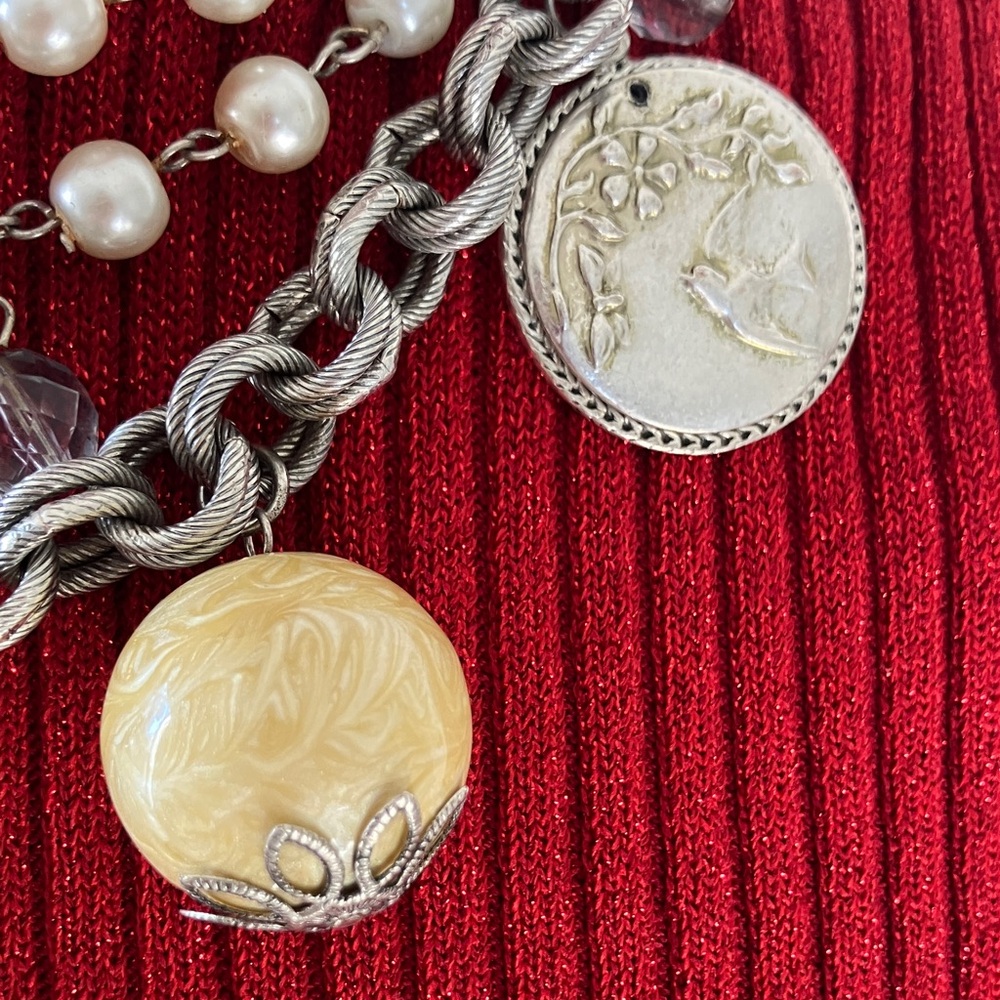 Elegant Silver and Gold Charm Necklace - Picture 3 of 8